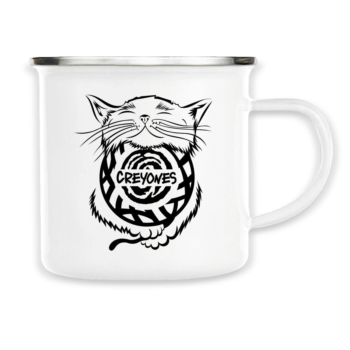Enamel mug - cat by Creyones, premium