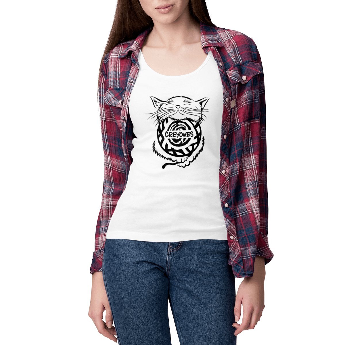 Women's slim fit Tank Top - cat by Creyones, premium